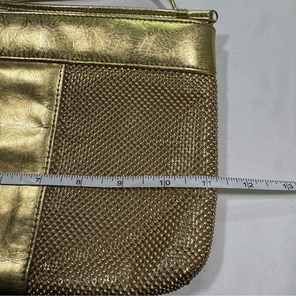 Whiting and Davis Crossbody Gold Metal Mesh Evening Bag - Picture 13 of 15
